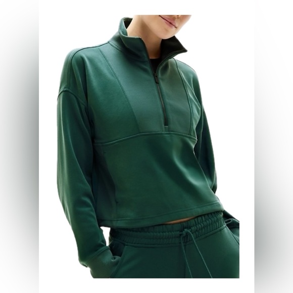 Athleta Tops - NWOT Athleta Seasoft Rib 1/4 Zip Popover Pine Green Medium
